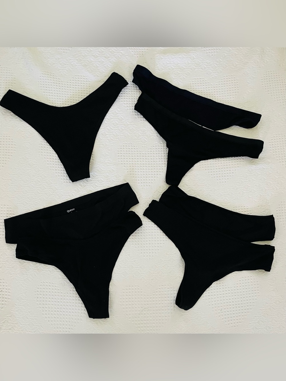 BUNDLE (6) Quince Thong Panties Undies Size Large Black Navy